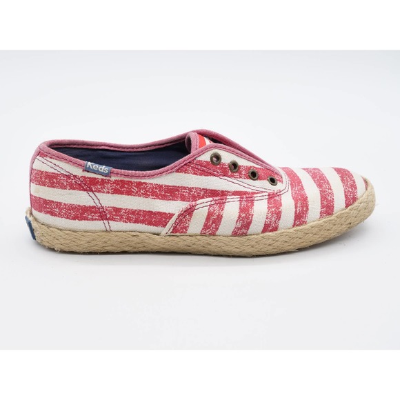 Keds Sneakers Womens 5.5 Red Striped Espadrille Slip On Low Top Casual Shoes - Picture 4 of 11